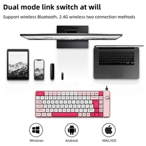 Combo de teclado y ratón inalámbricos de colores personalizables de último diseño 2023 para teclado de género de ordenador portátil y PC - Product Image 4