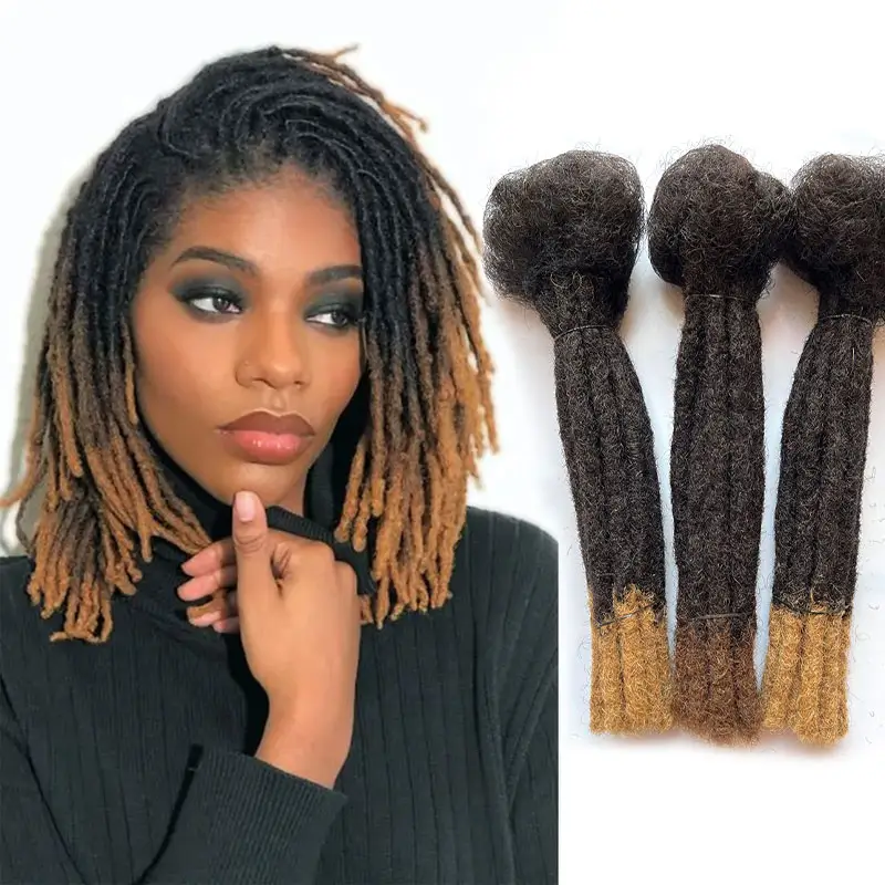 Vente en gros, 100% vrais cheveux humains, doux, coloré, Ombre T, couleur 1B30, 0.6cm, 6-30 pouces, Extension de Dreadlocks Afro, Crochet crépus