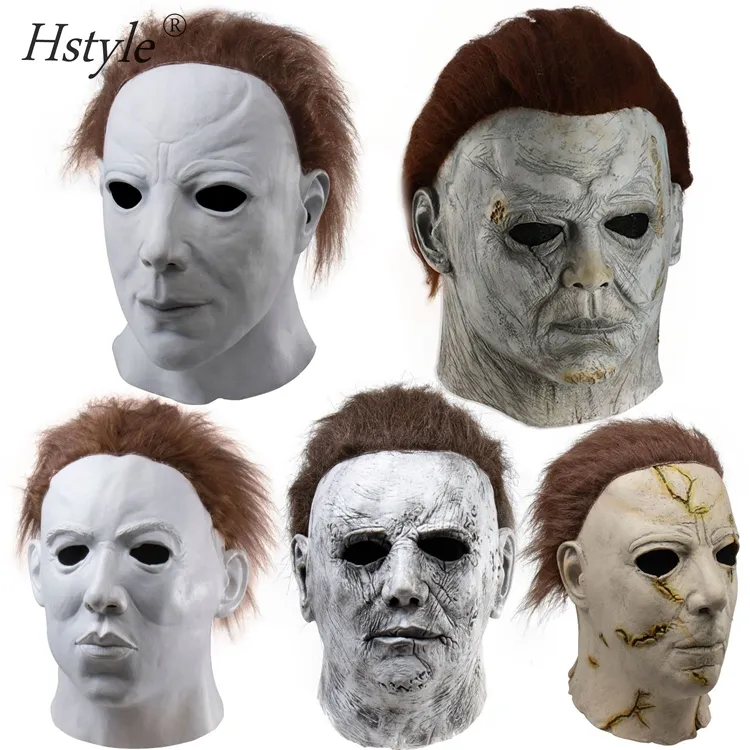 Party Kostüm Erwachsene Männer Frauen Latex Requisiten Gruseliger Horror Cosplay Gruselige Narbe Halloween Michael Myers Realistische Gesichts maske MJC022