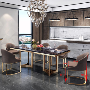 Juego de comedor de mármol italiano, mesa Rectangular de lujo ligera, estilo Simple moderno para casas pequeñas, uso de salón de diseño de Hong Kong de gama alta - Product Image 4
