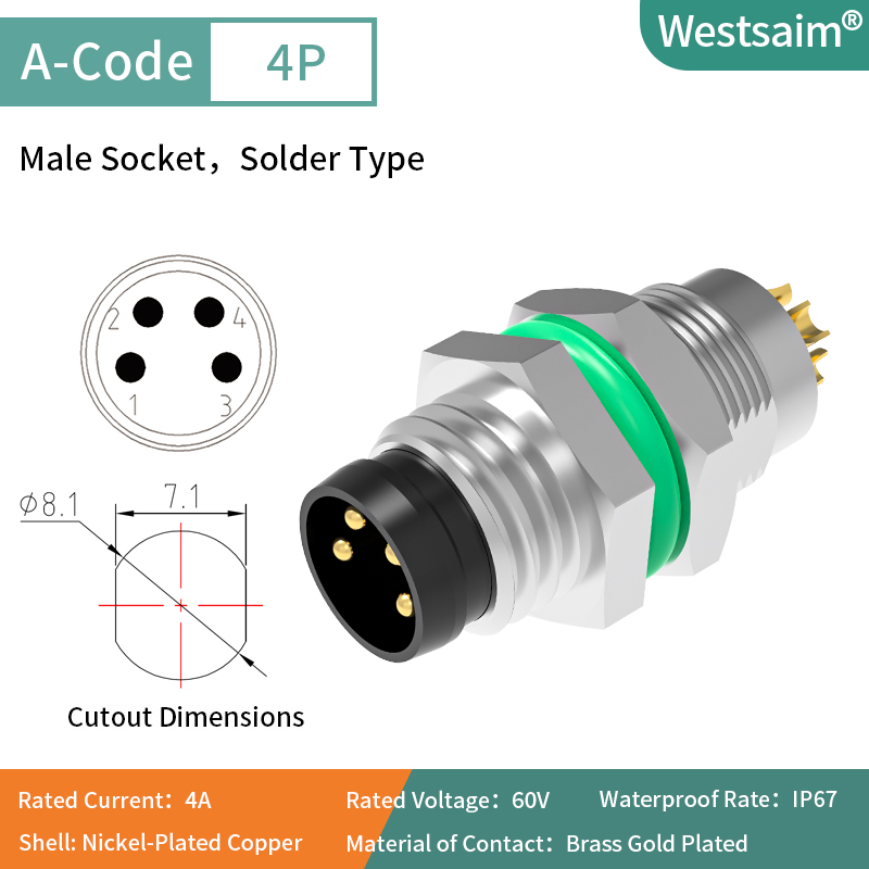 M8-A-4 male M8*0.5