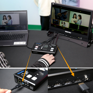 Conmutador de vídeo HDMI FEELWORLD para transmisión en vivo-4 cámaras, Vista previa PVW, salida PGM