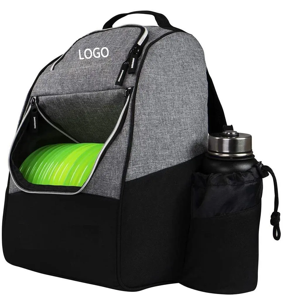 Mochila deportiva al aire libre con logotipo personalizado, mochila de transporte deportiva impermeable de poliéster, mochila de gran capacidad con disco volador, bolsas de golf, mochila