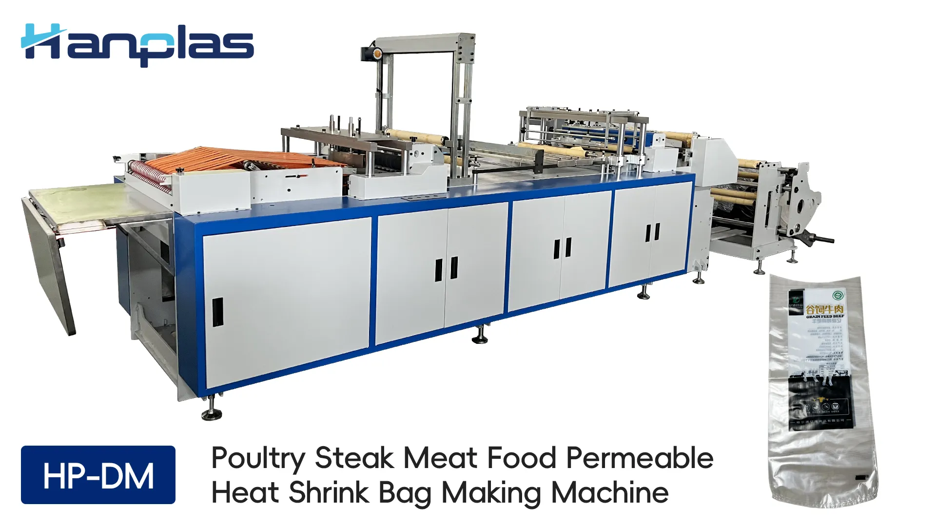 HP-DM Hanplas Curved bottom seal beef bag poultry bag heat shrink bag making machine