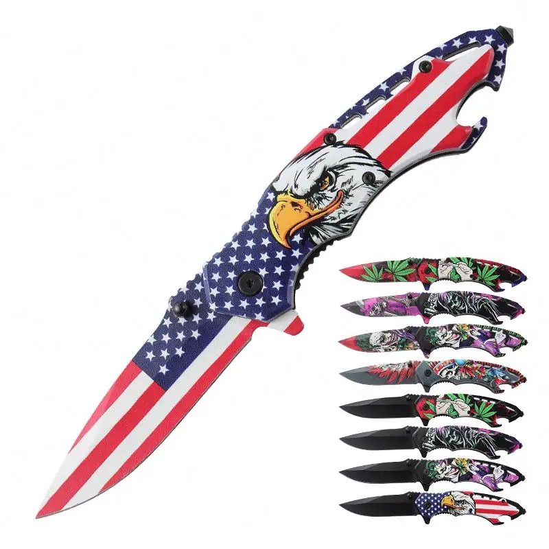 Full 3D Printing Customizable Folding Stable Print On The Blade Or Handle Movie Themed Pocket Knife Oem Joker Skull Evil Tools