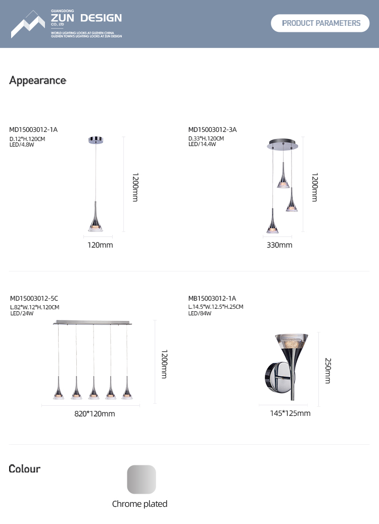 Zun Design Factory Price luxury decorative pendant lighting modern nordic design crystal indoor Kitchen led pendant lights