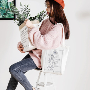 Bolso de hombro con estampado de lona transfronterizo para estudiantes, Tutorial de Arte de literatura simple, bolsa de almacenamiento de compras para niños - Product Image 1