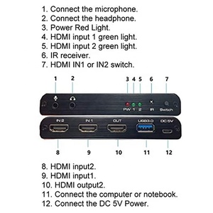Hot bán 4K 60Hz 1080p 60fps Video Capture Card HDMI chuyển đổi 2x1 Switcher & âm thanh R/L để USB 3.0 với vòng lặp ra cho PC - Product Image 2
