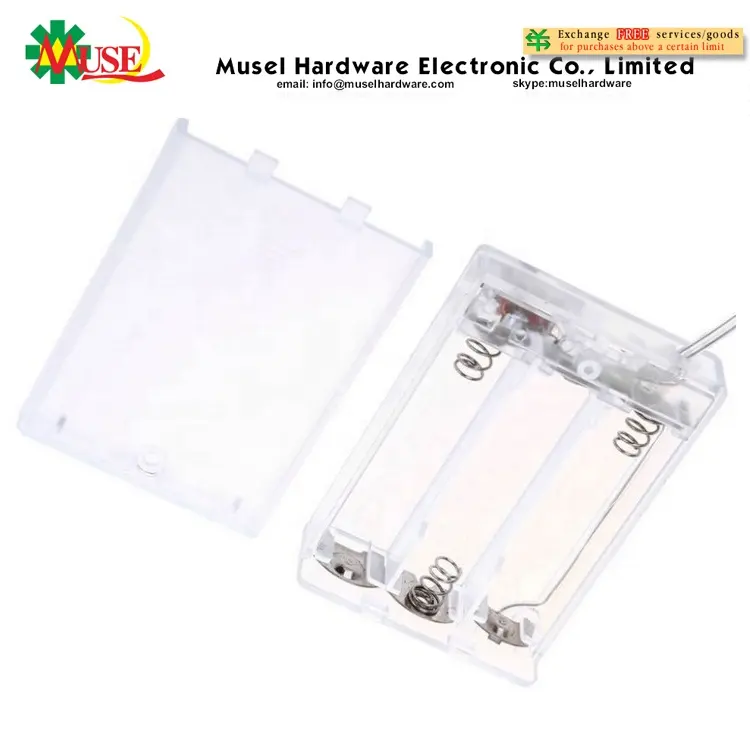 Transparante Plastic 3X1.5V Aa Batterij Houder Geval Met Deksel En Schakelaar Voor Led Verlichting