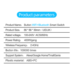 Bingoelec卸売カスタムホームPCTuya SmartlifeWifiワイヤレスリモートコントロールライトスイッチプッシュボタンスマートウォールスイッチ - Product Image 6