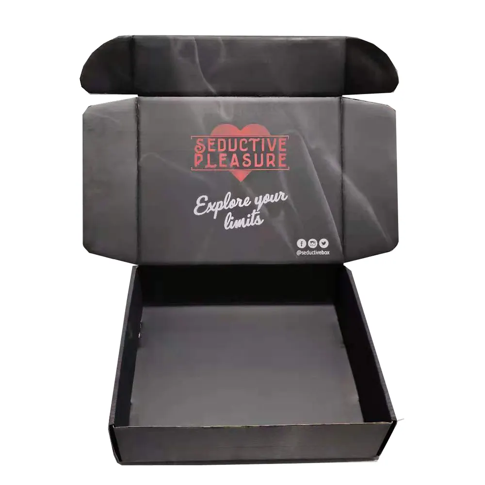 Boîte cadeau ondulé noir avec Logo personnalisé imprimé, vente en gros, vêtements de grande taille, livraison gratuite