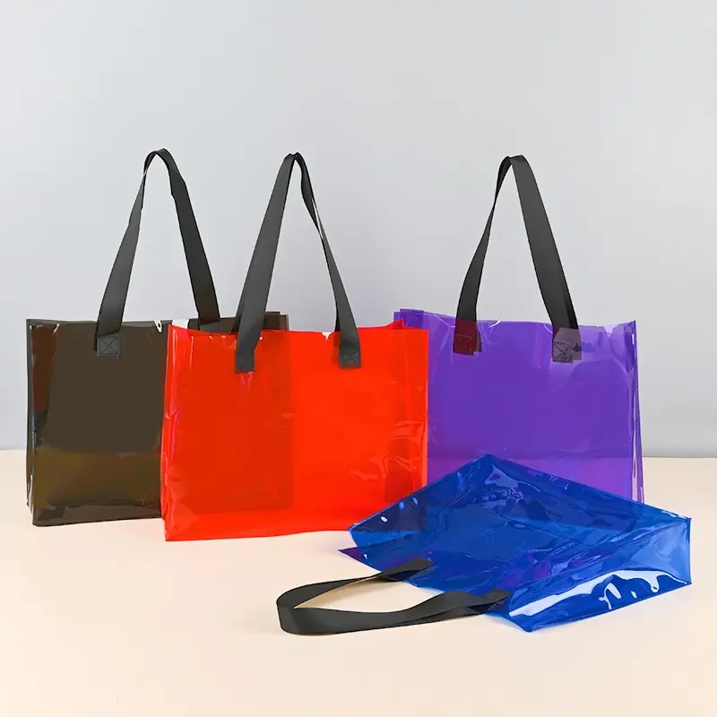 Bolsa de praia grande de luxo com logotipo personalizado para mulheres sacola holográfica iridescente em PVC