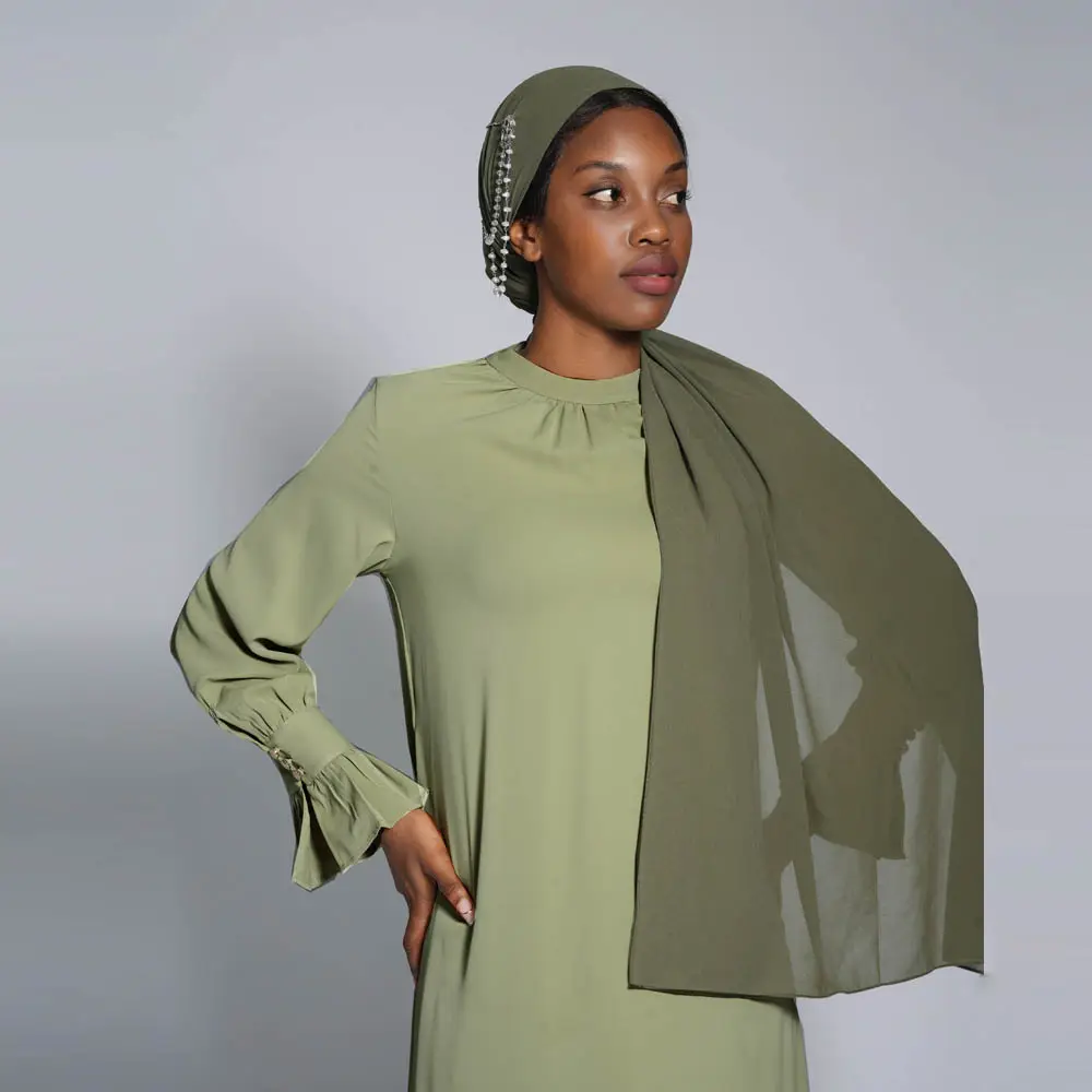 2023 Summer New Solid a-line Dress musulmano Abaya Basic Ruffle Sleeves abito lungo da donna abito islamico Fashion