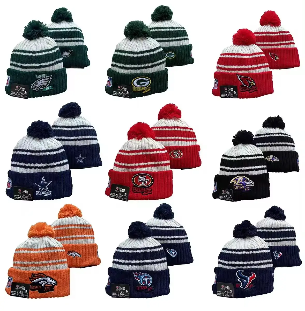 चीन निर्माता 32 अमेरिकी फुटबॉल टीमों nfl beanies पुरुषों और महिलाओं के लिए सर्दियों टोपी