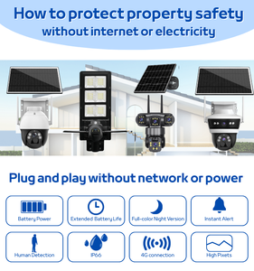 Eseecloud PRO HD 4G 듀얼 렌즈 야간 투시경 동작 감지 자동 추적 태양열 PTZ Sim 카드 저전력 배터리 클라우드 네트워크 카메라 - Product Image 3