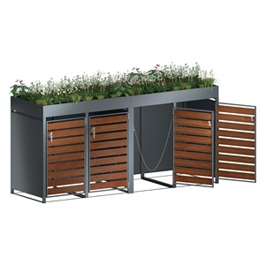 Cubo de basura de fácil montaje, caja de cubos de basura grandes bloqueables, contenedores industriales de Metal con ruedas, gabinete, cubierta de cubo de basura para exteriores - Product Image 5