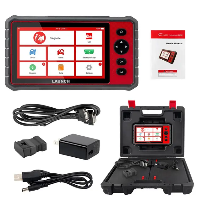 Launch crp909e scanner automotivo, sistema completo, obd2, com 26 funções de manutenção gratuita, immo, reset, tpms, ferramenta de diagnóstico automotivo