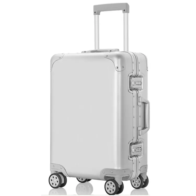 Goedkope Aluminium Reizen Koffer Reizen 24 Spinner Lock Trolley Bagage Tas 4 Spinner 360 Graden