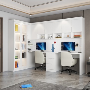 Escritorio de madera maciza para ordenador, diseño moderno, estantería integrada, esquina, mesa de estudio de escritura doble para estudiantes y niños - Product Image 3