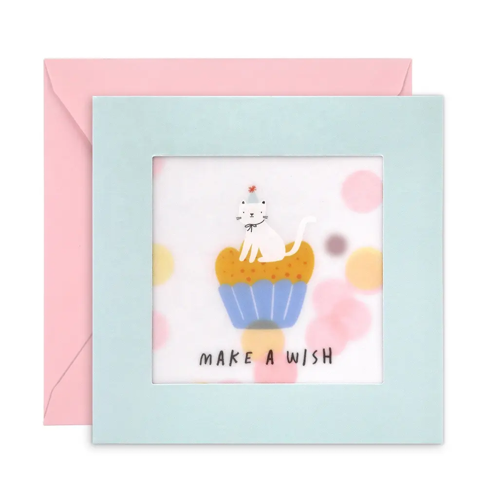 Benutzer definierte gedruckte personal isierte dekorieren gefaltete Shaking Design Kawaii Katze Geburtstag wünscht Grußkarten für Kinder