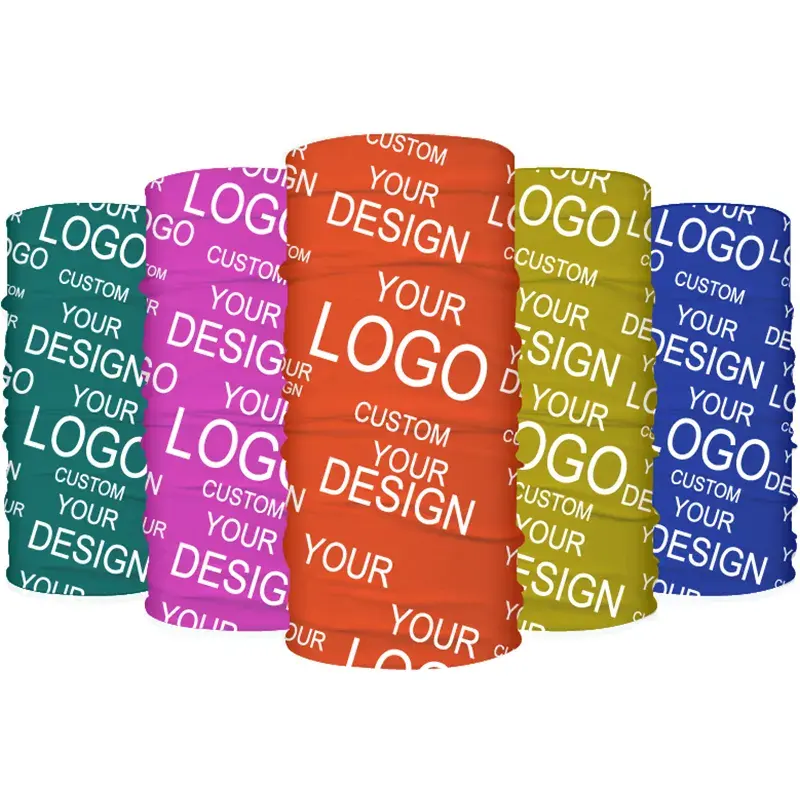 Personalizado Qualquer Logotipo Impresso Headband Design Livre Unisex Lavável Rave Bandana Pescoço Gaiter Tubo Headwear Para Mulheres Homens Cara Cachecol