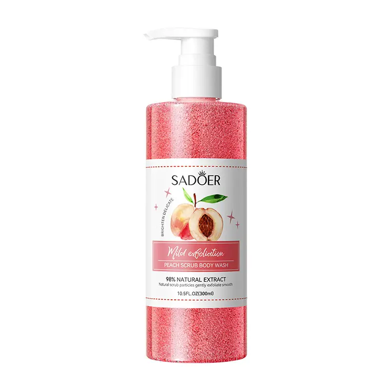 Hete Verkoop Sadoer Natuurlijke Extract Fruit Smaak Vc Verhelderende Hydraterende Body Wash Scrub