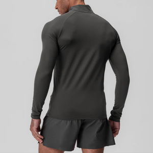 80% Nylon 20% Spandex <strong>Quarter</strong> Zip Pullover Training Jacket High-Intensity Running Four-Way Stretch Golf Plain Dyed Knitted - Product Image 2