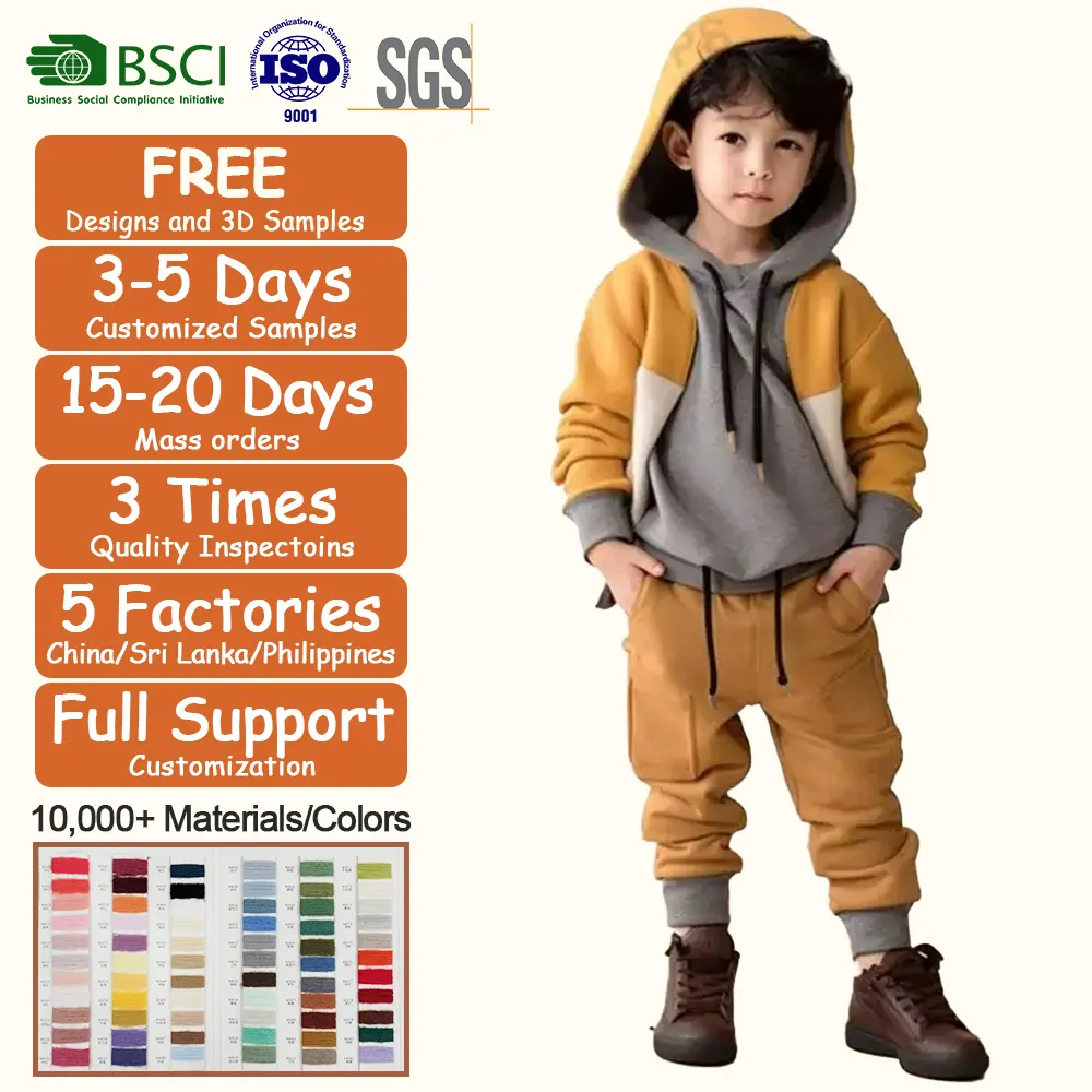 Marchio di abbigliamento personalizzato produzione di vestiti di vendita calda autunno Kid Boy abbigliamento Design pantaloni Jogger vestiti per bambini