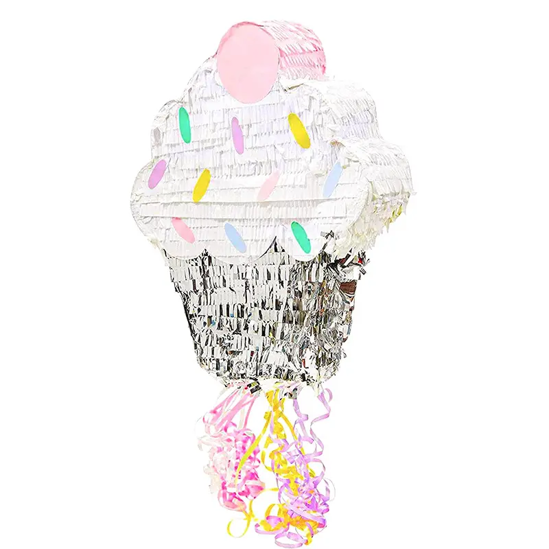 Nicro-piñata de papel de helado con cola de cinta, decoración Adorable para el patio del hogar, suministros de fiesta para Baby Shower, confeti