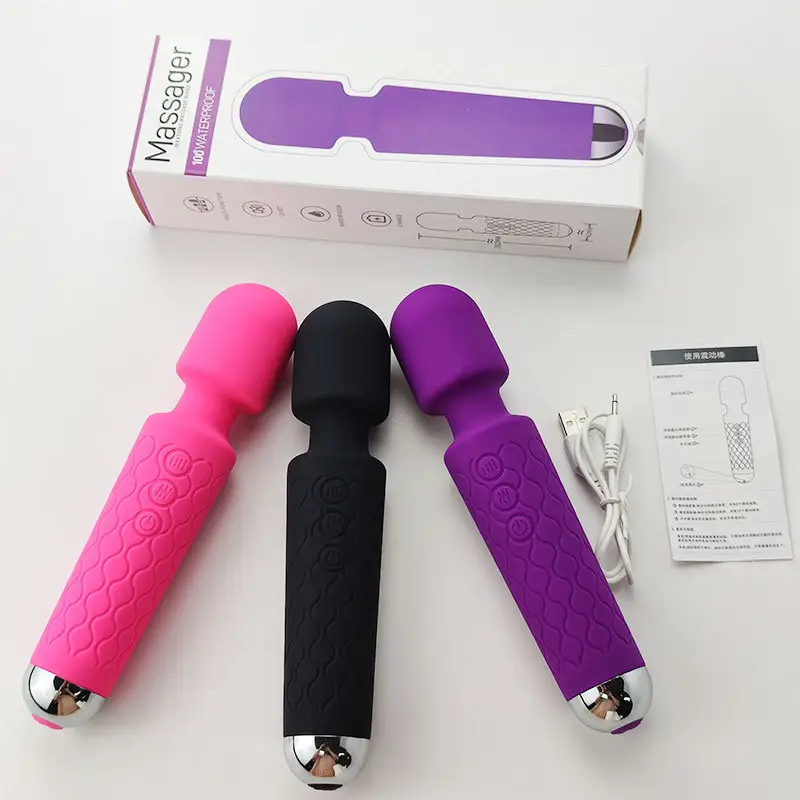 Melhor 8 Speed 20 Frequency Rechargeable Handheld Personal Massage Vibrating Av stick Sex Toy Massager Wand Vibrator For Women