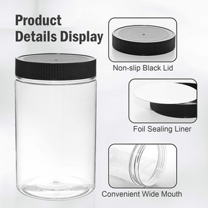 Heavy Wall PET Pure Plastic Clear Transparent Single Wall 15ml - 250ml Round Cream Jar with PET Cap