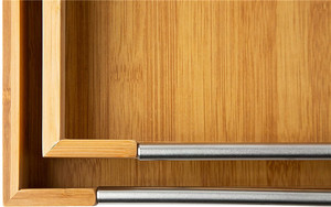 竹制手工木材矩形餐盘，带金属手柄 - Product Image 4