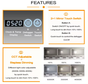 DC12V 5A 60W Led espejo tiempo temperatura pantalla desempañador atenuado inteligente 2 botones Control Sensor táctil para iluminación de baño - Product Image 4