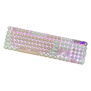 Teclado mecánico retroiluminado de dos colores para juegos, Teclado mecánico retroiluminado para ordenador, notebook, con cable, rosa y blanco - Product Image 4