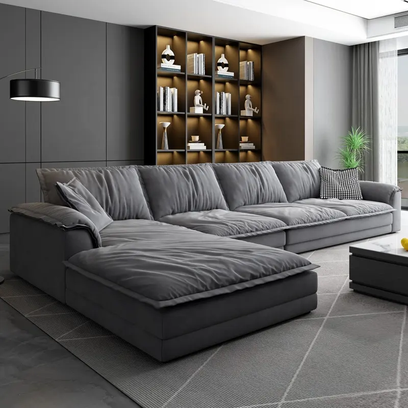 Comodo divano componibile moderno a forma di L con cuscini sedile profondo divani Extra Large divano ad angolo Over Size divani da soggiorno