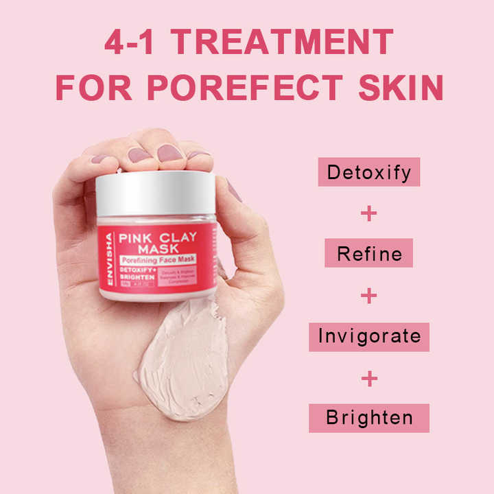 Free Sample Natural Pink Clay Mask Skin Detoxifying Whitening Facial Kaolin Clay Mask