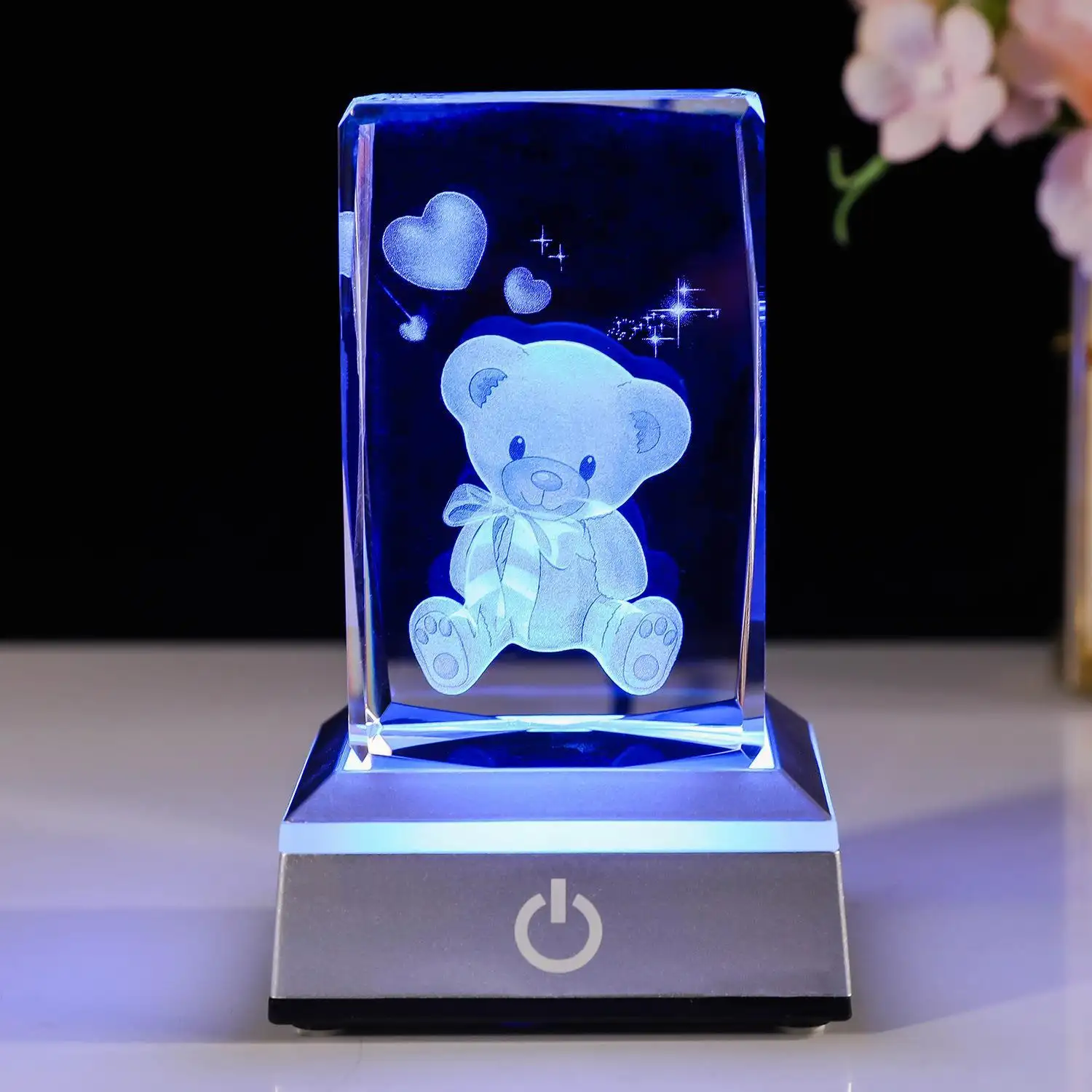 Кристалл 3d лазерный куб со светодиодной подсветкой, Хрустальный подарок для праздника