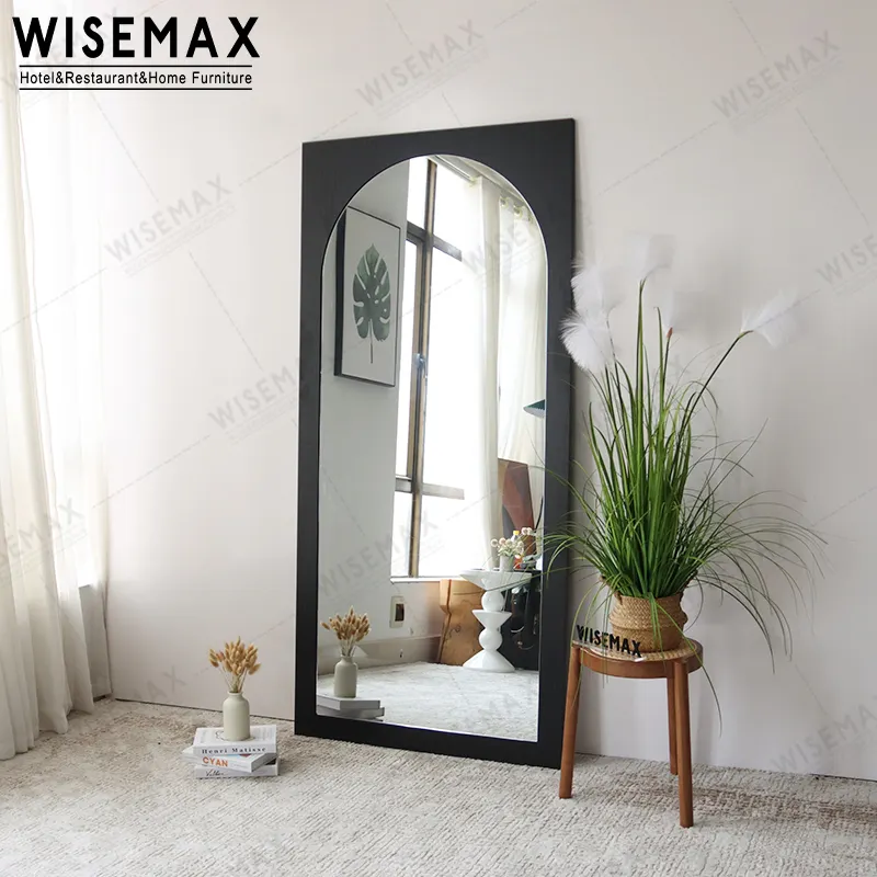 WISEMAX High-End Decoração Espelho de Parede Preto Quadrado Stereo Maquiagem Espelho com Moldura de Madeira Maciça para Banheiro Interior e Quarto