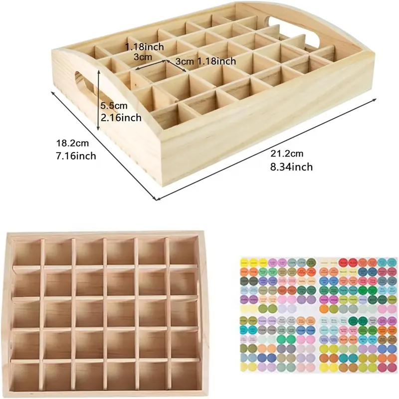 Organizador de caja de madera desmontable multifuncional para mini portabotellas pequeño de aceite esencial