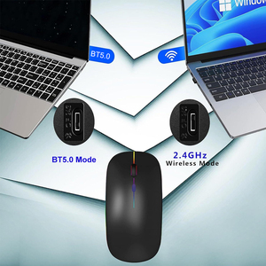 Mouse Wireless ricaricabile Mouse per Laptop con luci a LED silenzioso Slim Use(BT5.2 e 2.4G portatile USB) Dual Mode Mouse per Computer - Product Image 2