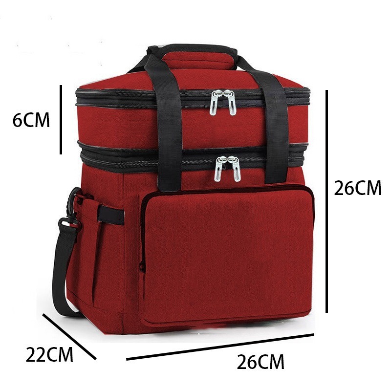 Sac isotherme à main double couche rouge vin