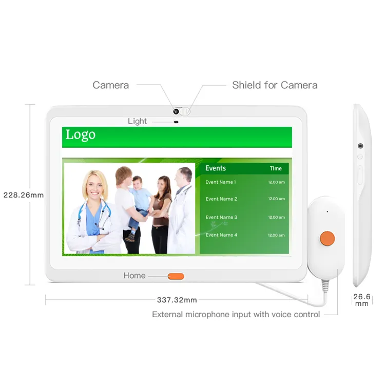 OEM Hospital Patient Care Tablets 10.1 Inch Wall Mount Android POE NFC Medical Tablet PC With One-Click Call Button