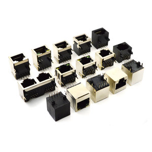 100 Base-T <span class=keywords><strong>8</strong></span>引脚Tab Down 1端口Rj 45插孔连接器，带黄色/绿色发光二极管以太网Rj45 Femmina/