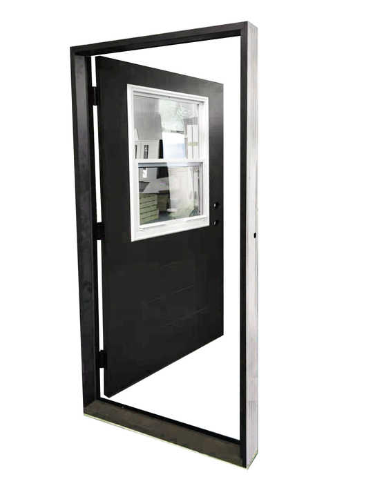Contemporary Style Entry Door Tempered Glass Swing Open Style Fiberglass Exterior Use