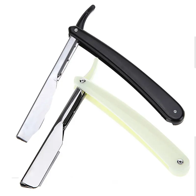Cuchillas de afeitar rectas reemplazables con mango de plástico, maquinilla de afeitar para cortar la garganta, maquinilla de afeitar personalizada para peluquero, maquinilla de afeitar para hombres