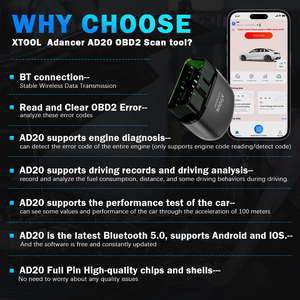 2023 XTOOL Advancer読み取り/クリアコードエラーすべての車のエンジンシステムがAD20OBD2スキャナーを診断Android /IOS /BT PK ELM327 AD10 - Product Image 5