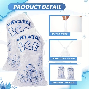 拉绳包透明塑料包装存储塑料冰拉绳袋，用于带拉绳封口的冰袋 - Product Image 5