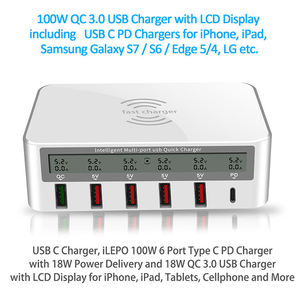 2024 100W Quick Charge 3.0 USB Fast Charging Station 6-Port Multiport Speed <strong>Charger</strong> for Android Electric PD Quick Fast <strong>Charger</strong> - Product Image 5