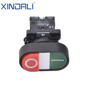 LAY5-EB8425 beleuchtete doppel köpfige Druckknopf schalter mit integrierter LED 1 bündig grün markiert 1 projiziert rot - Product Image 2