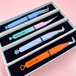 JOMAY Private Label pinzette applicatore di plastica rosa per ciglia pinzette magnetiche sfuse confezionando pinzette per ciglia finte - Product Image 1